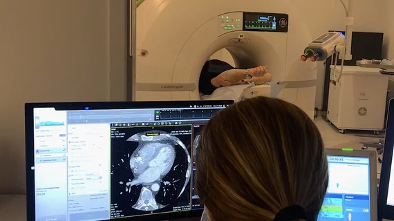 A cardiac CT scan being performed on a Cardiograph dedicated cardiac CT scanner at a Duly Health and Care outpatient clinic. Photo by Dave Fornell
