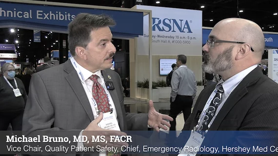 Video interview with Michael Bruno, MD, FACR, on the growing radiology staffing shortage, way to address this, and the growing problem of exam mismatch. He spoke to Radiology Business Digital Editor Dave Fornell at RSNA 2023. #RSNA #RSNA23 #RSNA2023 #radiologistshortage